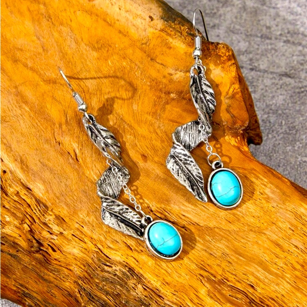 Feather Turquoise Earrings